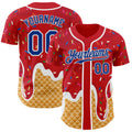 Custom Red Royal-White Ice Cream Waffle Foodie Dessert Authentic Baseball Jersey