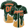 Custom Green Orange-White Ice Cream Waffle Foodie Dessert Authentic Baseball Jersey