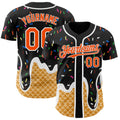 Custom Black Orange-White Ice Cream Waffle Foodie Dessert Authentic Baseball Jersey