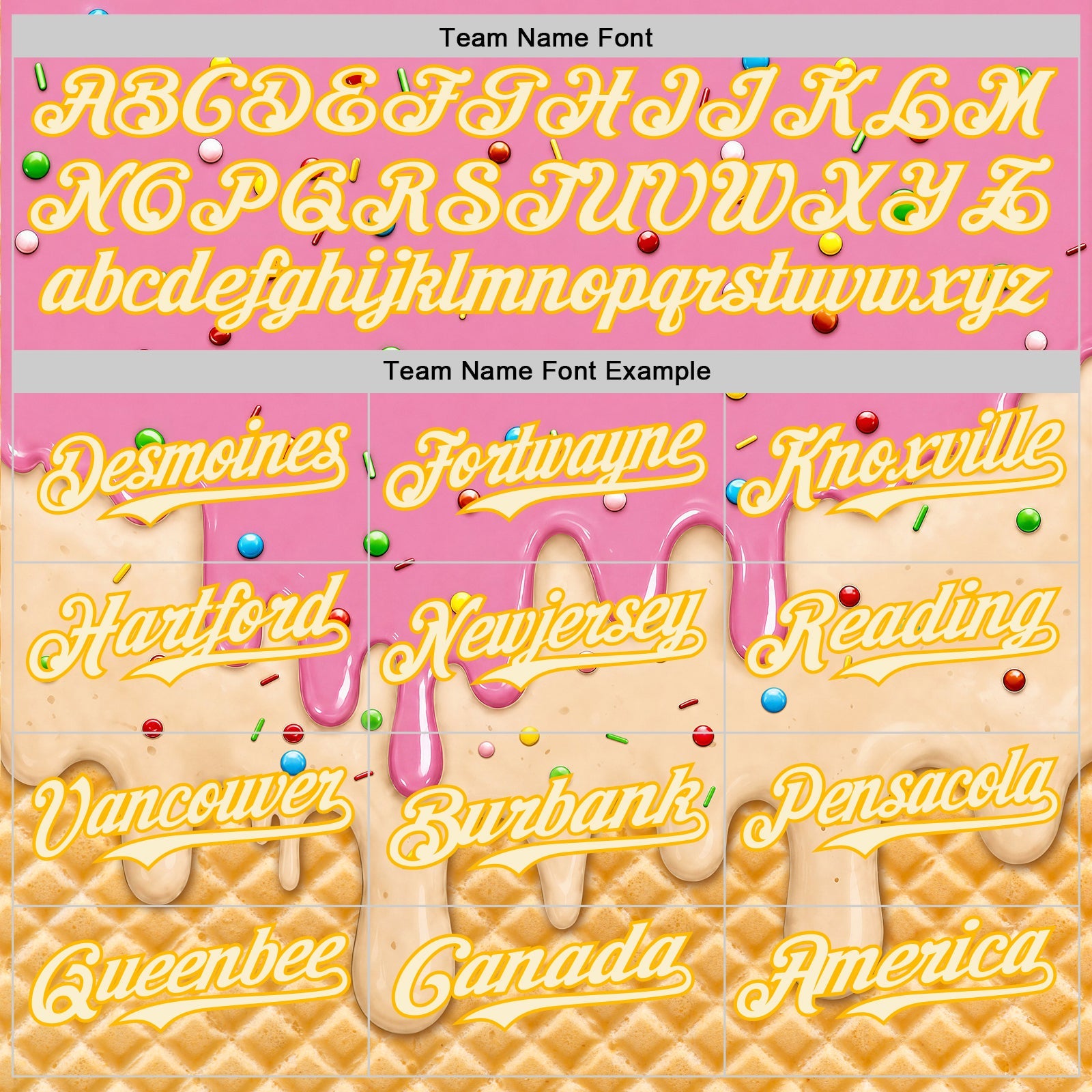 Custom Light Pink Cream-Gold Ice Cream Waffle Foodie Dessert Authentic Baseball Jersey