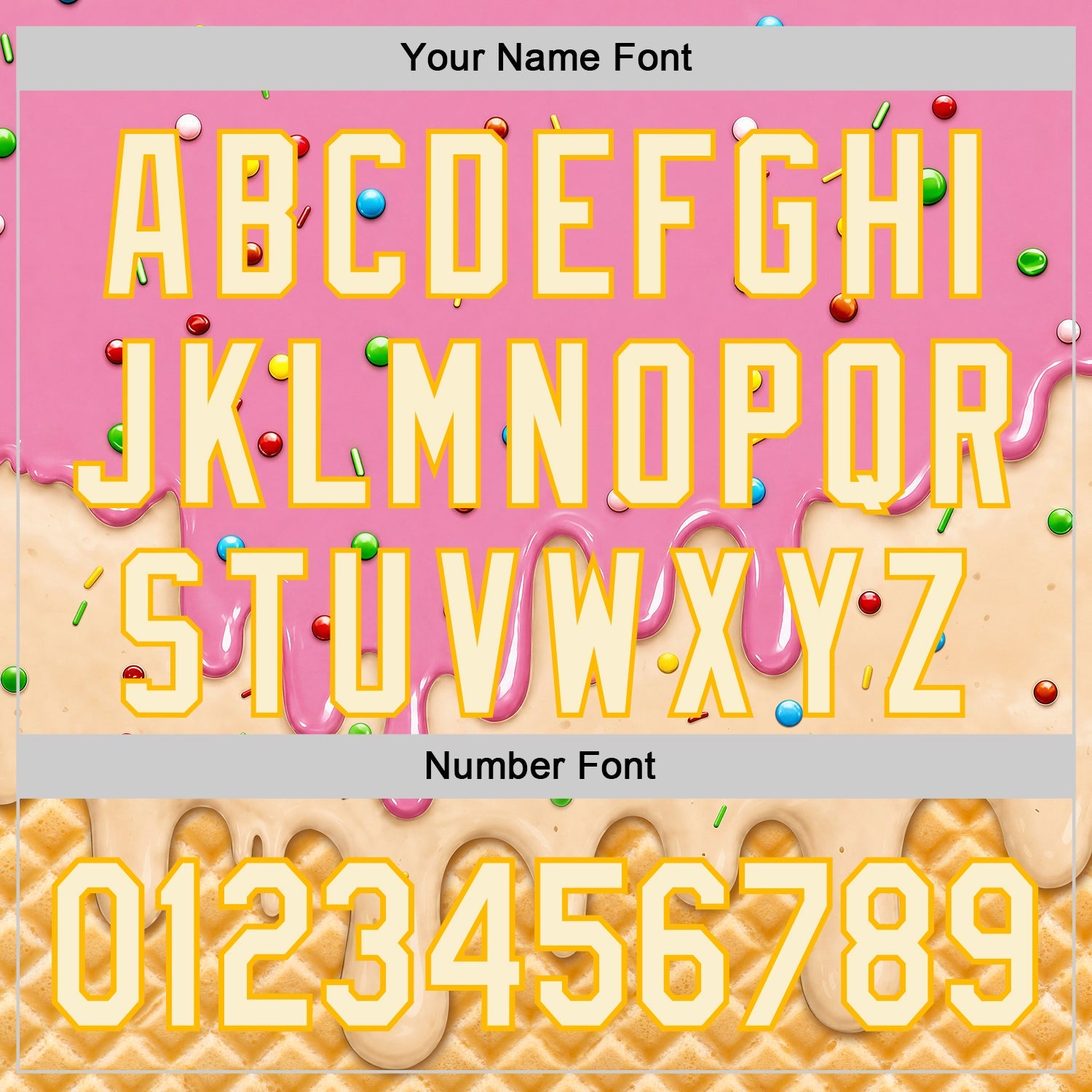Custom Light Pink Cream-Gold Ice Cream Waffle Foodie Dessert Authentic Baseball Jersey