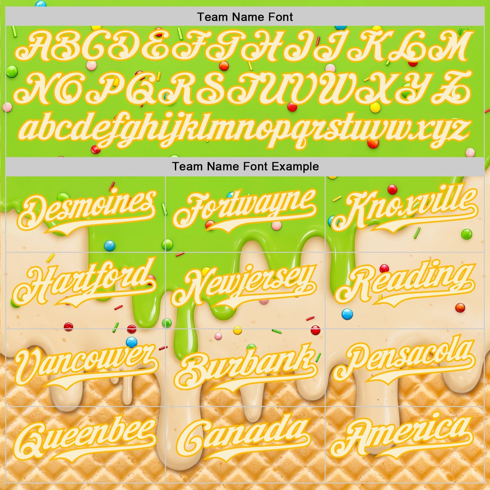 Custom Neon Green Cream-Gold Ice Cream Waffle Foodie Dessert Authentic Baseball Jersey