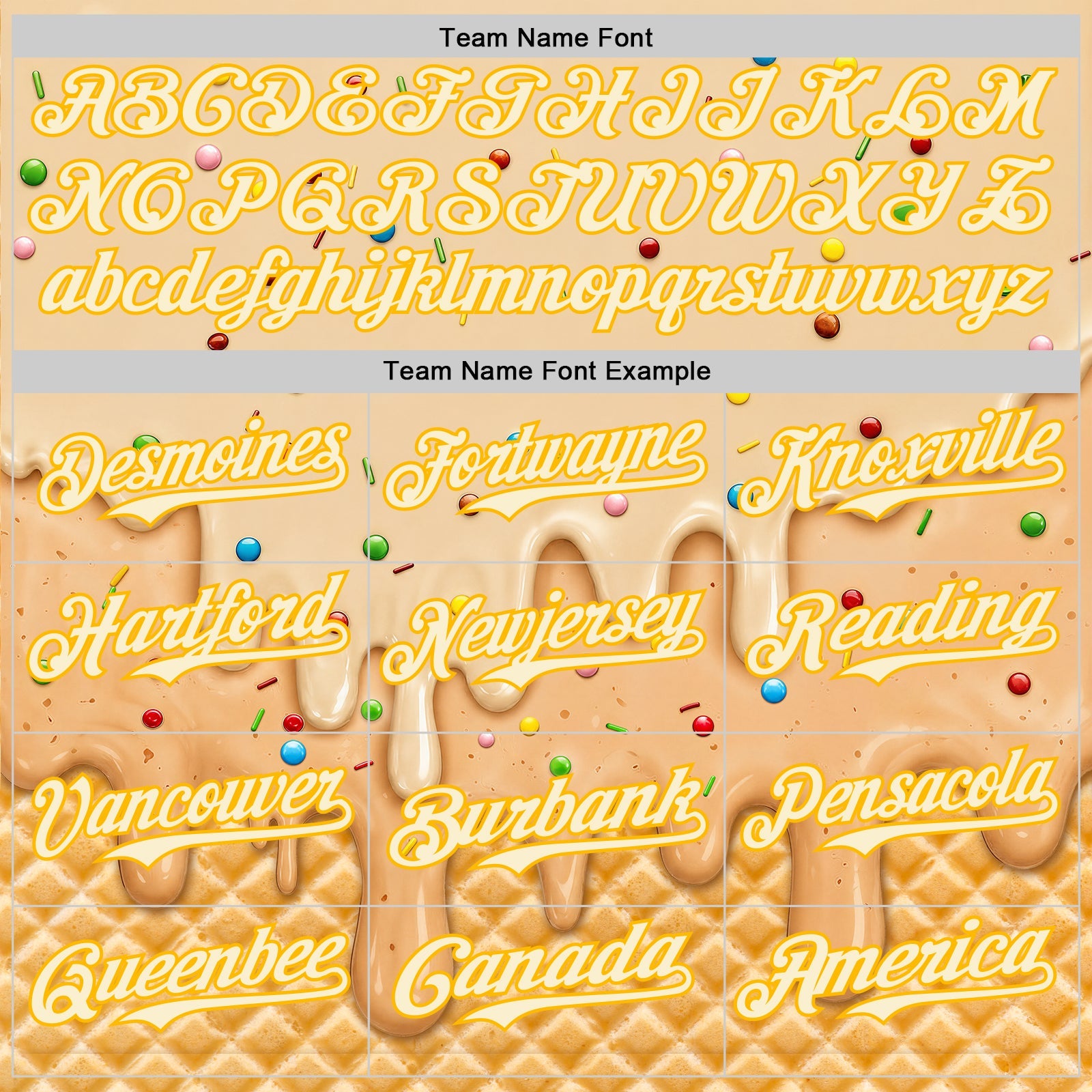 Custom Cream-Gold Ice Cream Waffle Foodie Dessert Authentic Baseball Jersey