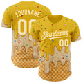 Custom Yellow Cream-Gold Ice Cream Waffle Foodie Dessert Authentic Baseball Jersey