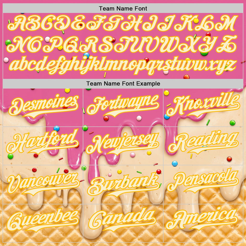Custom Pink Cream-Gold Ice Cream Waffle Foodie Dessert Authentic Baseball Jersey