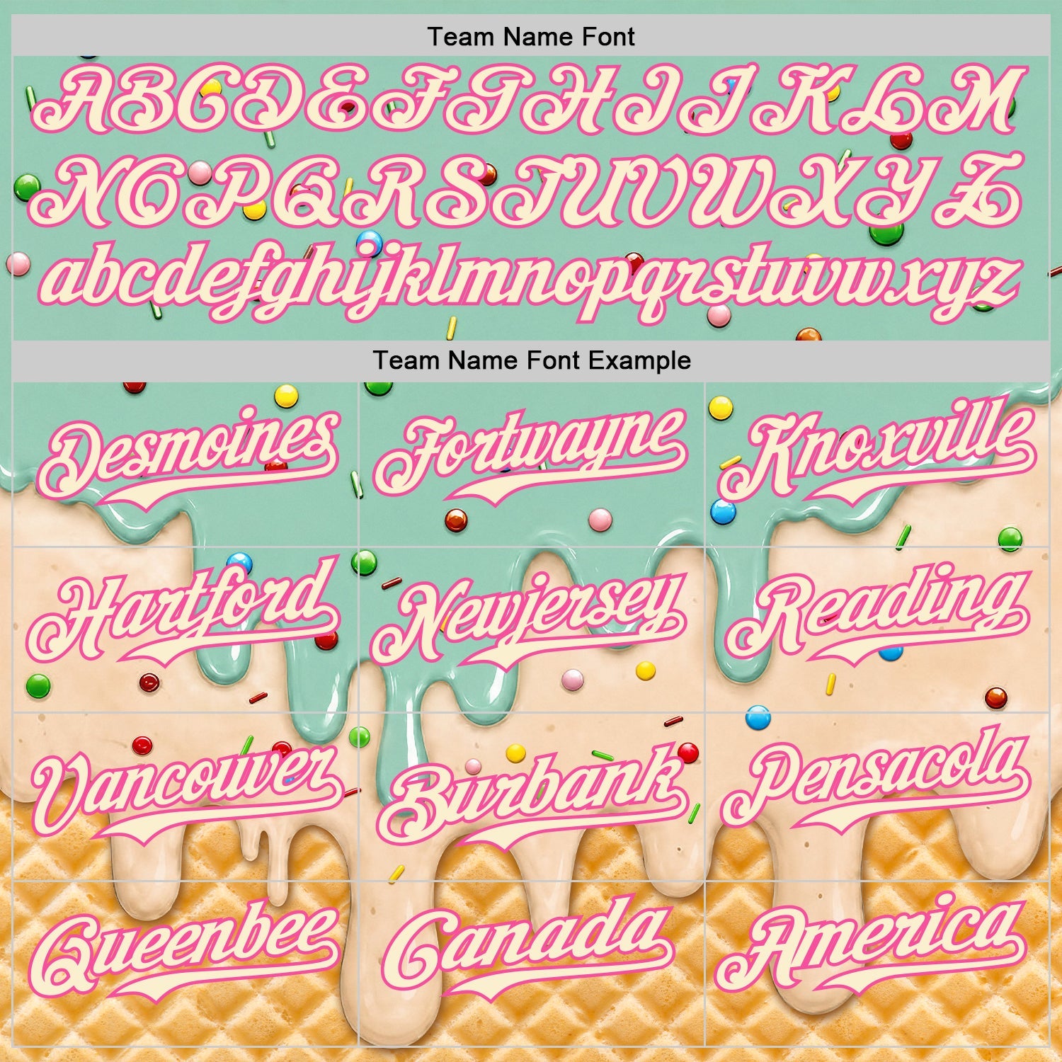 Custom Ice Blue Cream-Pink Ice Cream Waffle Foodie Dessert Authentic Baseball Jersey
