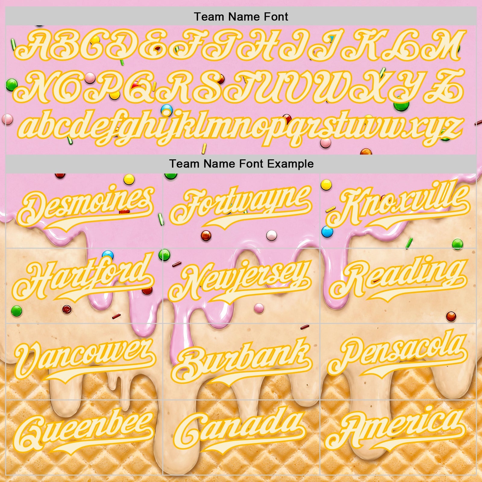 Custom Light Pink Cream-Gold Ice Cream Waffle Foodie Dessert Authentic Baseball Jersey