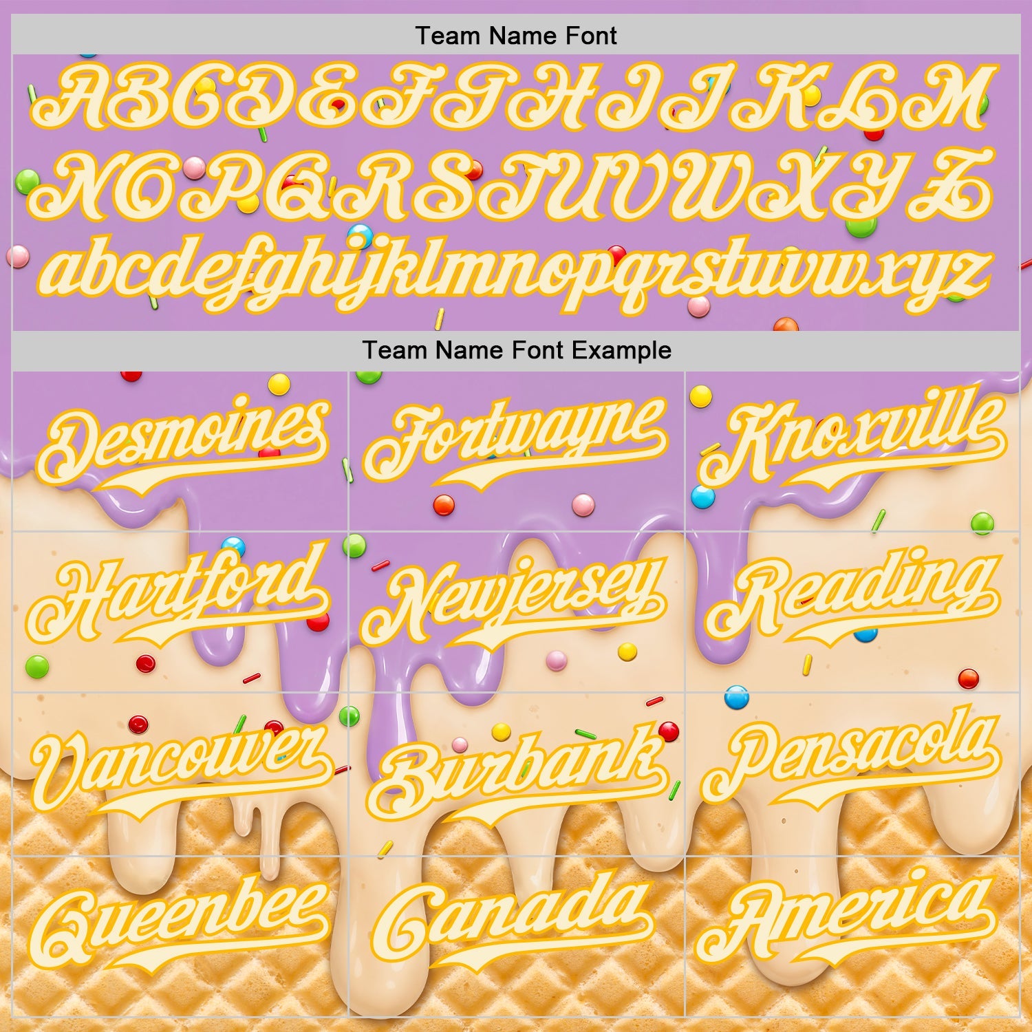 Custom Light Purple Cream-Gold Ice Cream Waffle Foodie Dessert Authentic Baseball Jersey