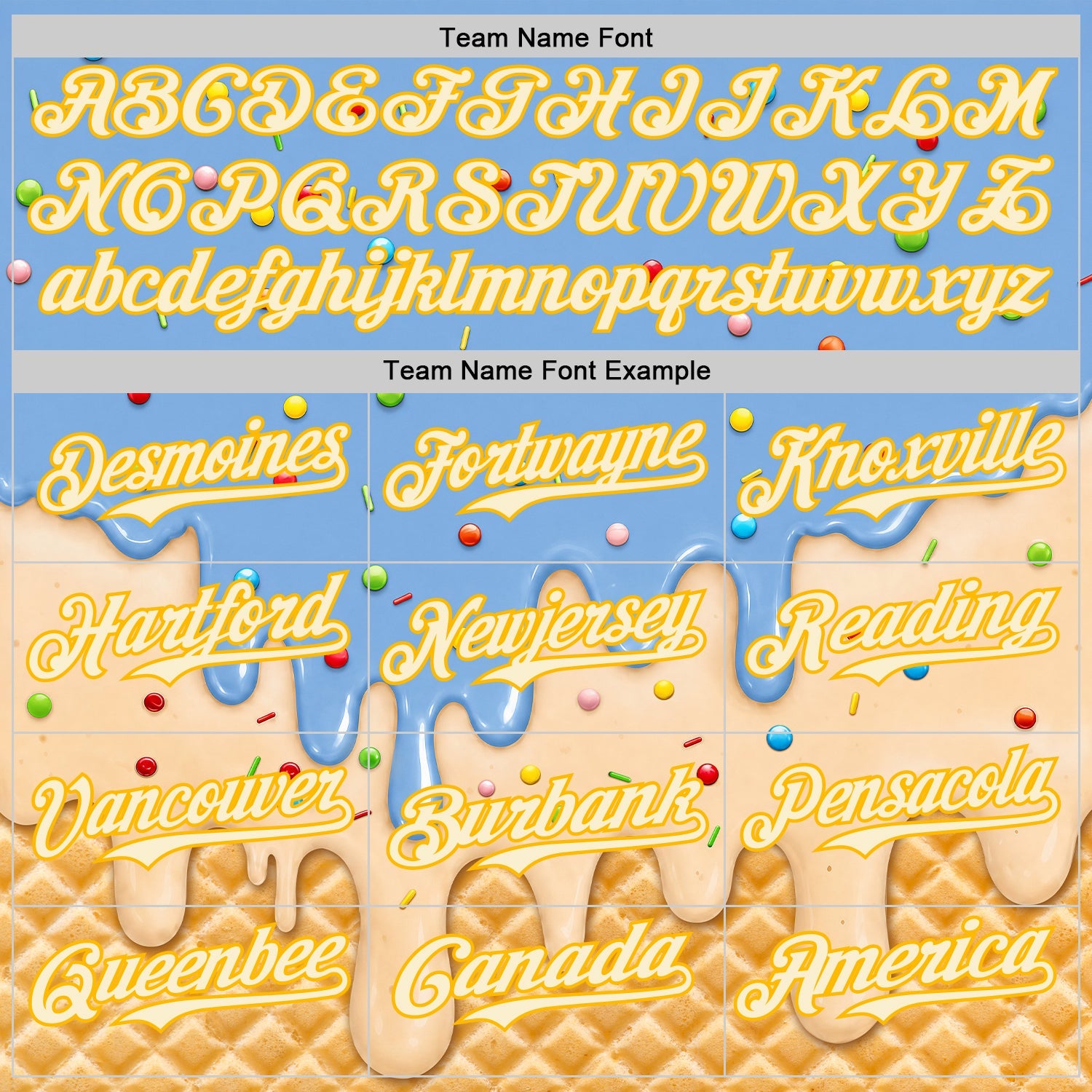 Custom Light Blue Cream-Gold Ice Cream Waffle Foodie Dessert Authentic Baseball Jersey