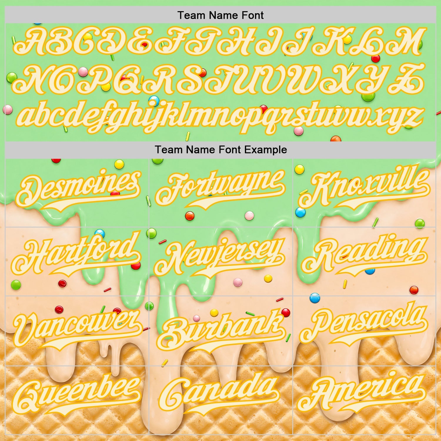 Custom Pea Green Cream-Gold Ice Cream Waffle Foodie Dessert Authentic Baseball Jersey