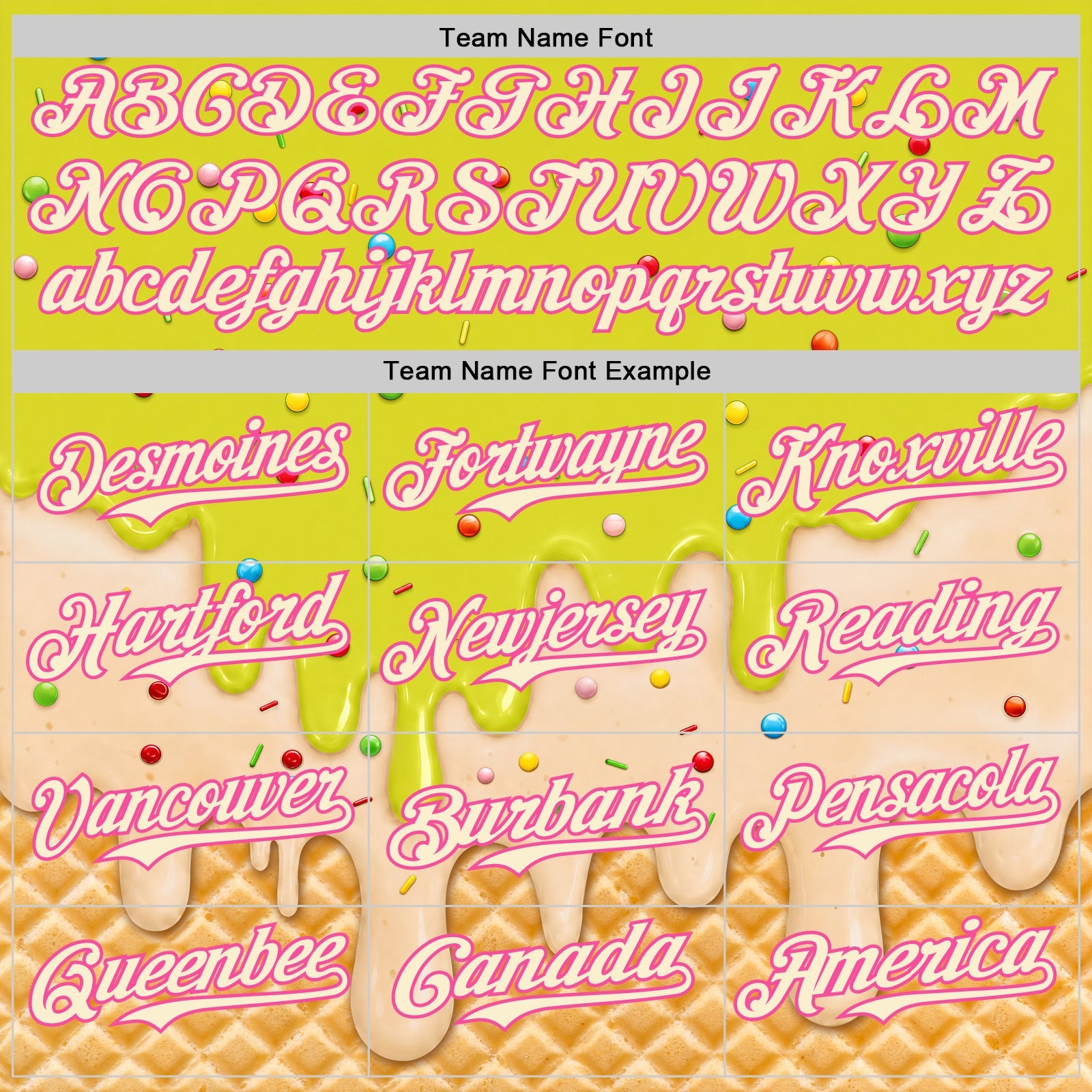 Custom Neon Yellow Cream-Pink Ice Cream Waffle Foodie Dessert Authentic Baseball Jersey