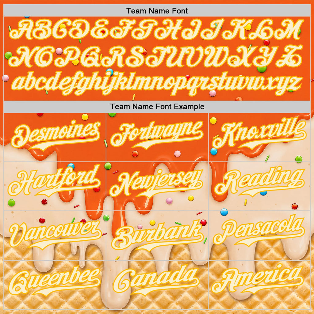 Custom Orange Cream-Gold Ice Cream Waffle Foodie Dessert Authentic Baseball Jersey