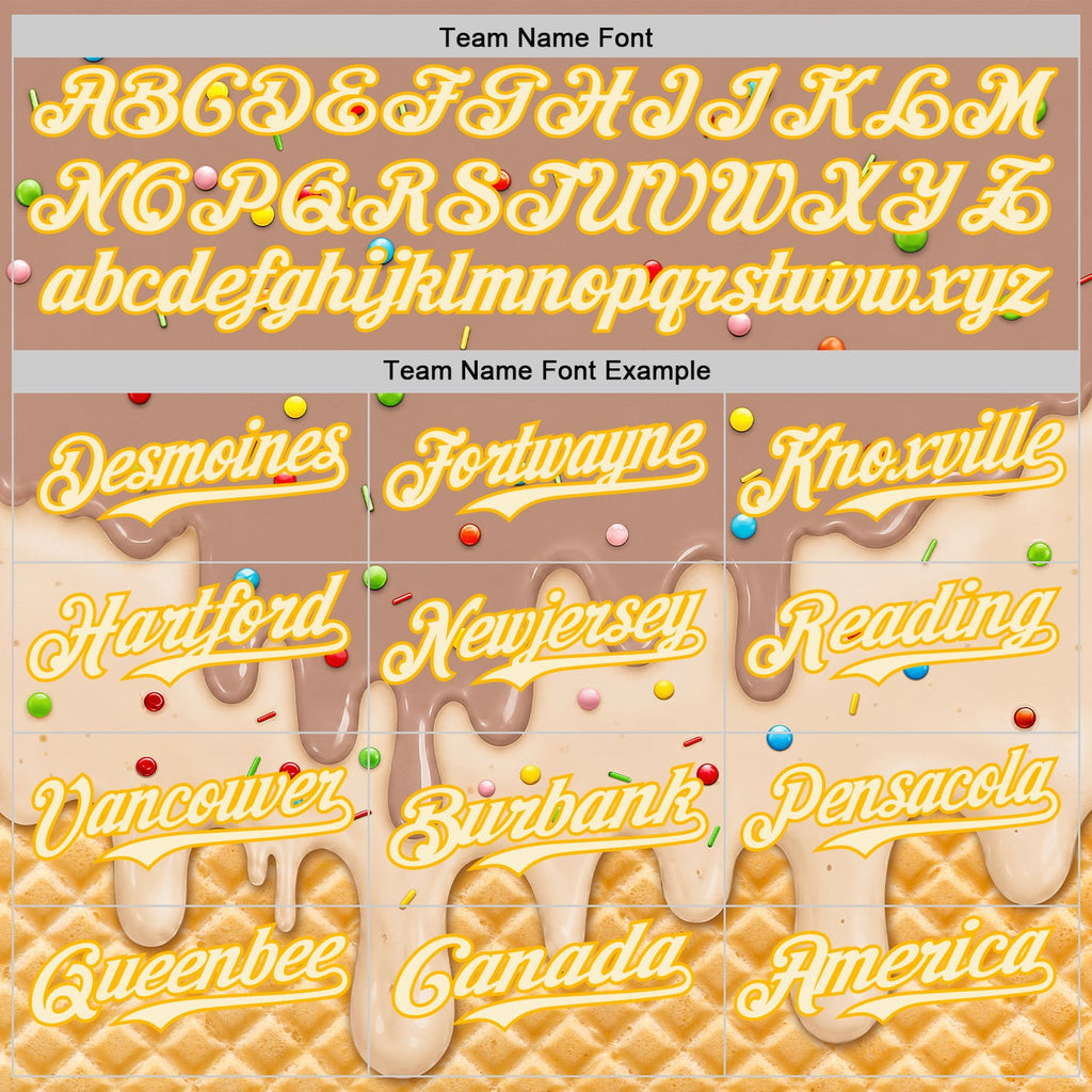 Custom Caramel Brown Cream-Gold Ice Cream Waffle Foodie Dessert Authentic Baseball Jersey