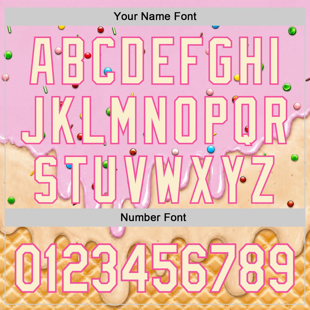 Custom Light Pink Cream-Pink Ice Cream Waffle Foodie Dessert Authentic Baseball Jersey
