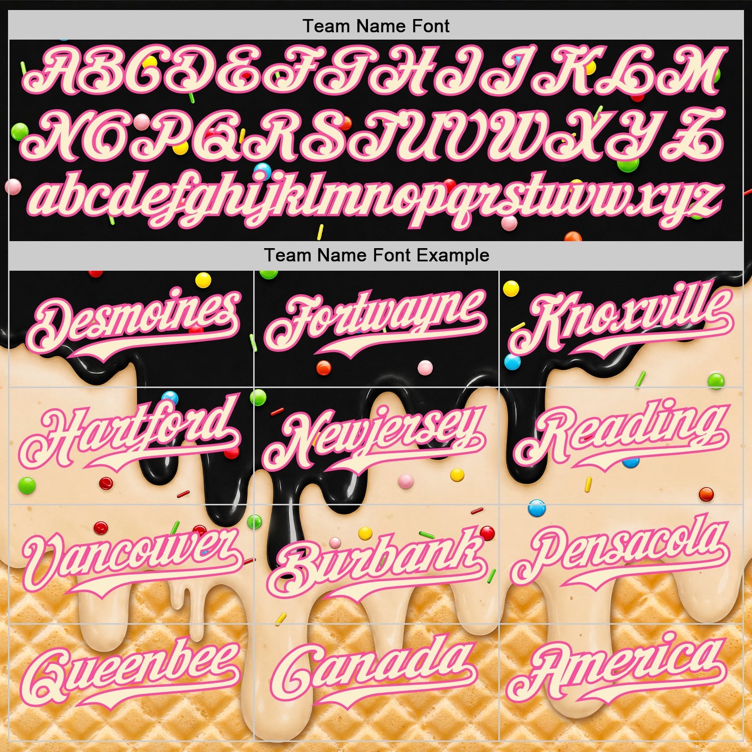 Custom Black Cream-Pink Ice Cream Waffle Foodie Dessert Authentic Baseball Jersey
