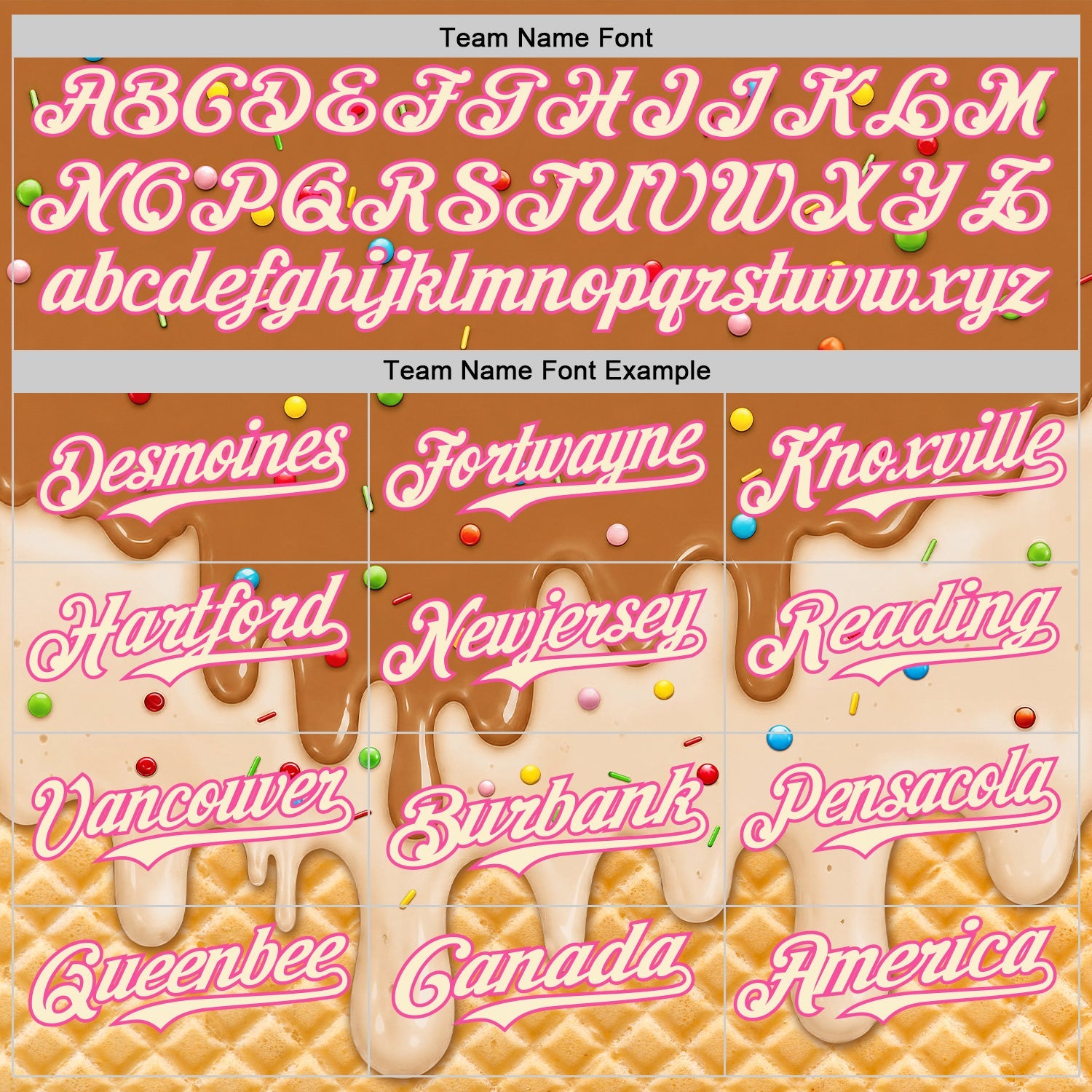 Custom Chocolate Brown Cream-Pink Ice Cream Waffle Foodie Dessert Authentic Baseball Jersey