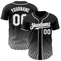 Custom Black White-Gray Fluid Wave Psychedelic Swirl Authentic Baseball Jersey