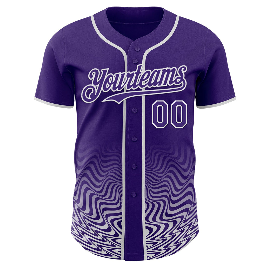 Custom Purple-White Fluid Wave Psychedelic Swirl Authentic Baseball Jersey