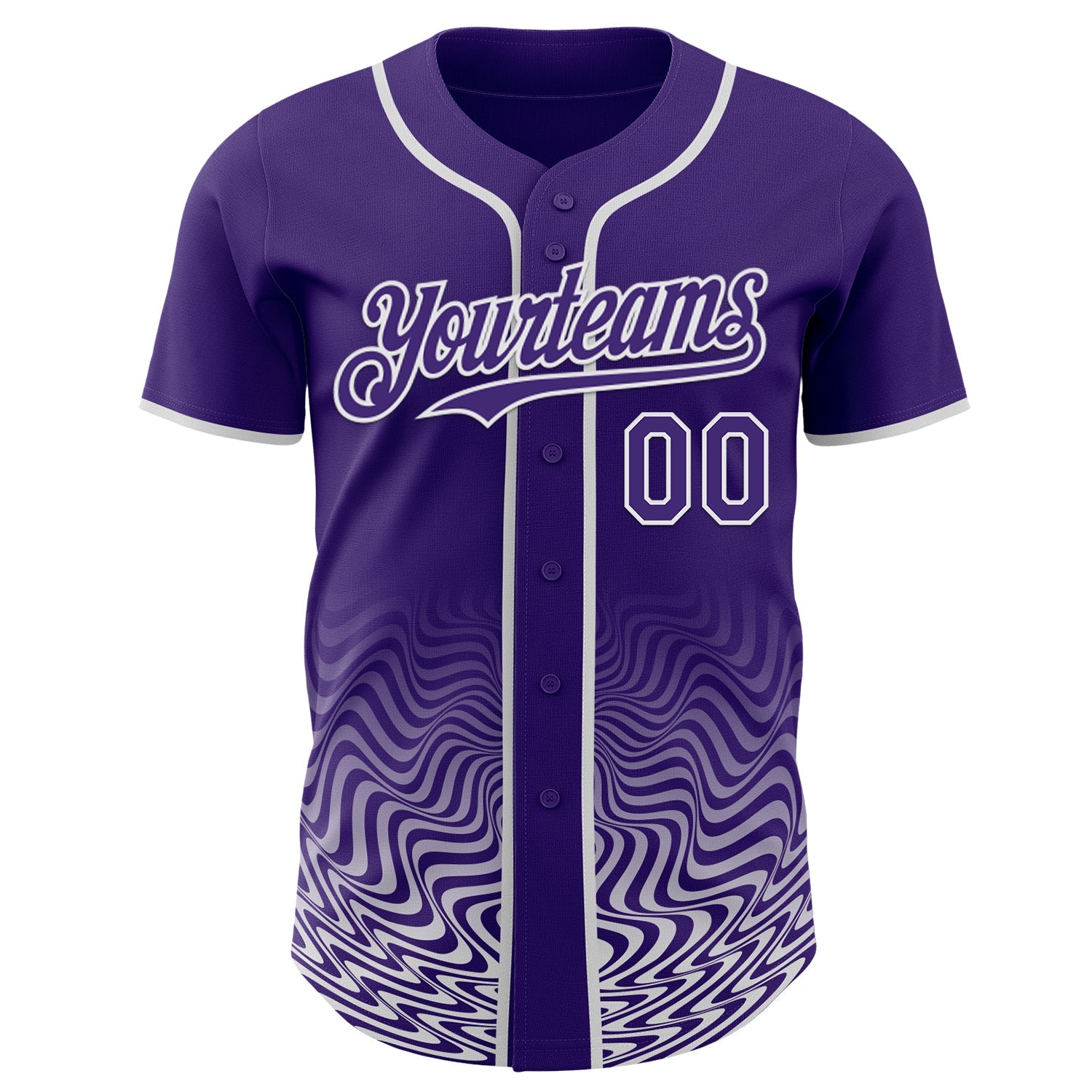 Custom Purple-White Fluid Wave Psychedelic Swirl Authentic Baseball Jersey
