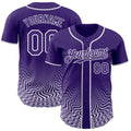 Custom Purple-White Fluid Wave Psychedelic Swirl Authentic Baseball Jersey