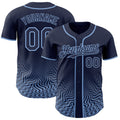 Custom Navy-Light Blue Fluid Wave Psychedelic Swirl Authentic Baseball Jersey