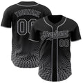 Custom Black-Gray Fluid Wave Psychedelic Swirl Authentic Baseball Jersey