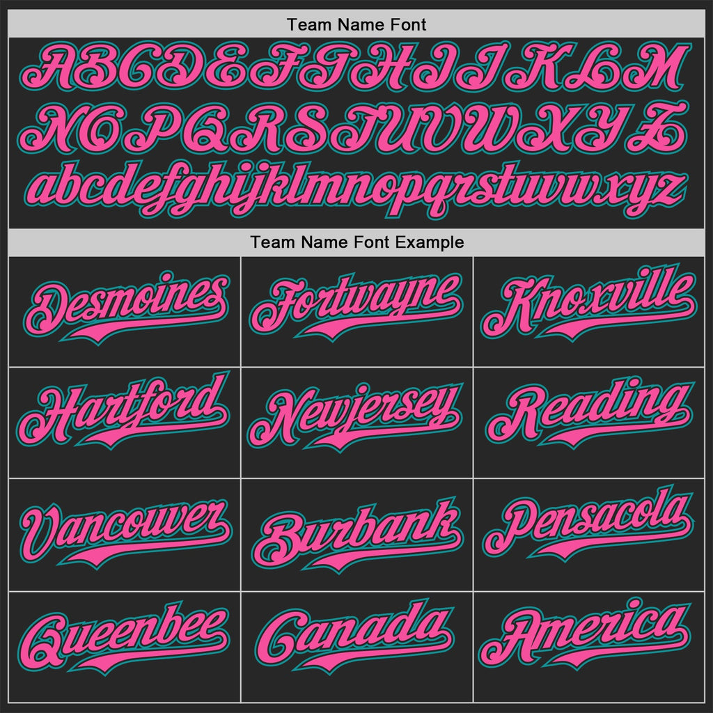 Custom Black Pink-Teal Fluid Wave Psychedelic Swirl Authentic Baseball Jersey