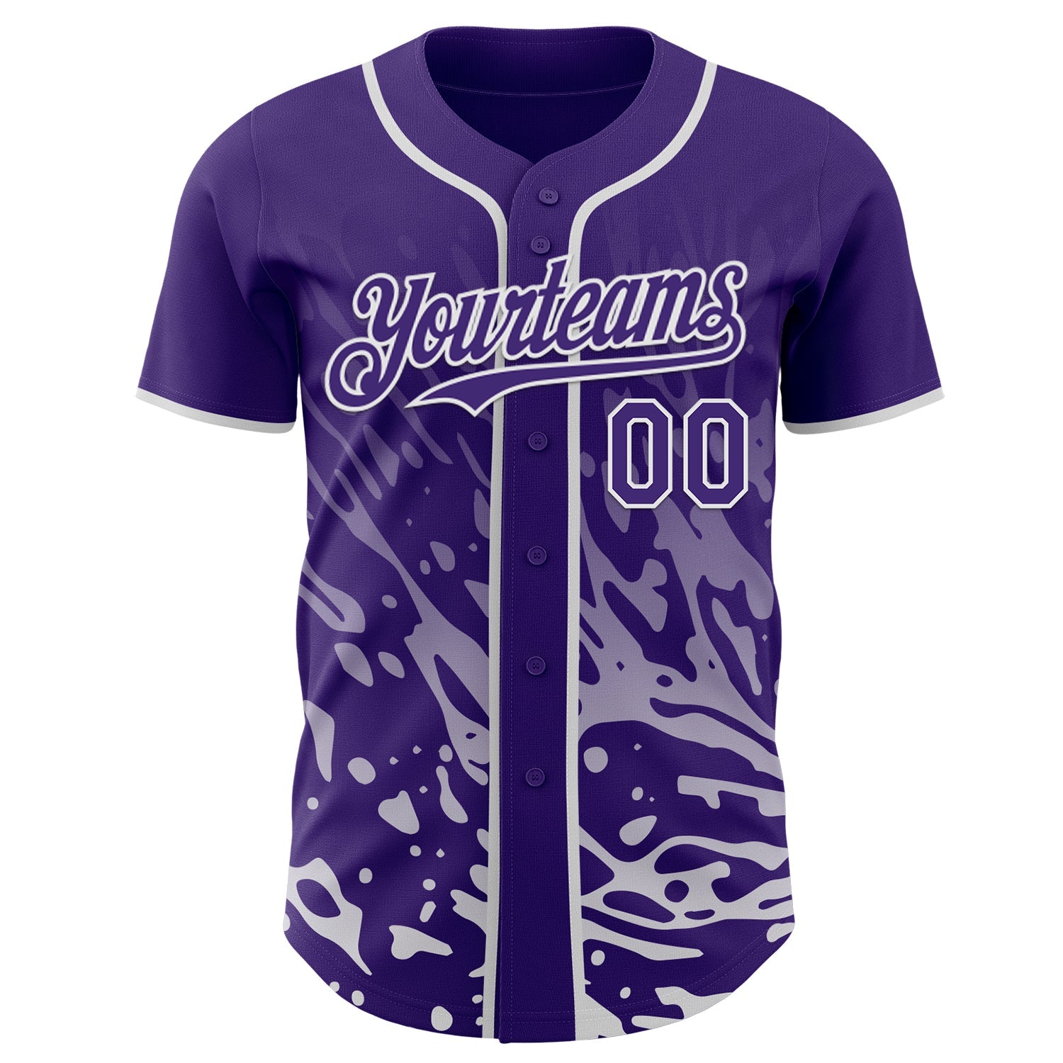 Custom Purple-White Fluid Liquid Wave Splatter Authentic Baseball Jersey