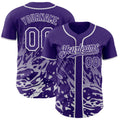 Custom Purple-White Fluid Liquid Wave Splatter Authentic Baseball Jersey