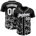 Custom Black White-Gray Fluid Liquid Wave Splatter Authentic Baseball Jersey