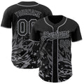 Custom Black-Gray Fluid Liquid Wave Splatter Authentic Baseball Jersey