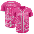 Custom Pink-White Fluid Liquid Wave Splatter Authentic Baseball Jersey