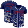 Custom Royal Cream-Red Fluid Liquid Wave Splatter Authentic Baseball Jersey