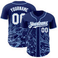 Custom Royal White-Light Blue Fluid Liquid Wave Splatter Authentic Baseball Jersey