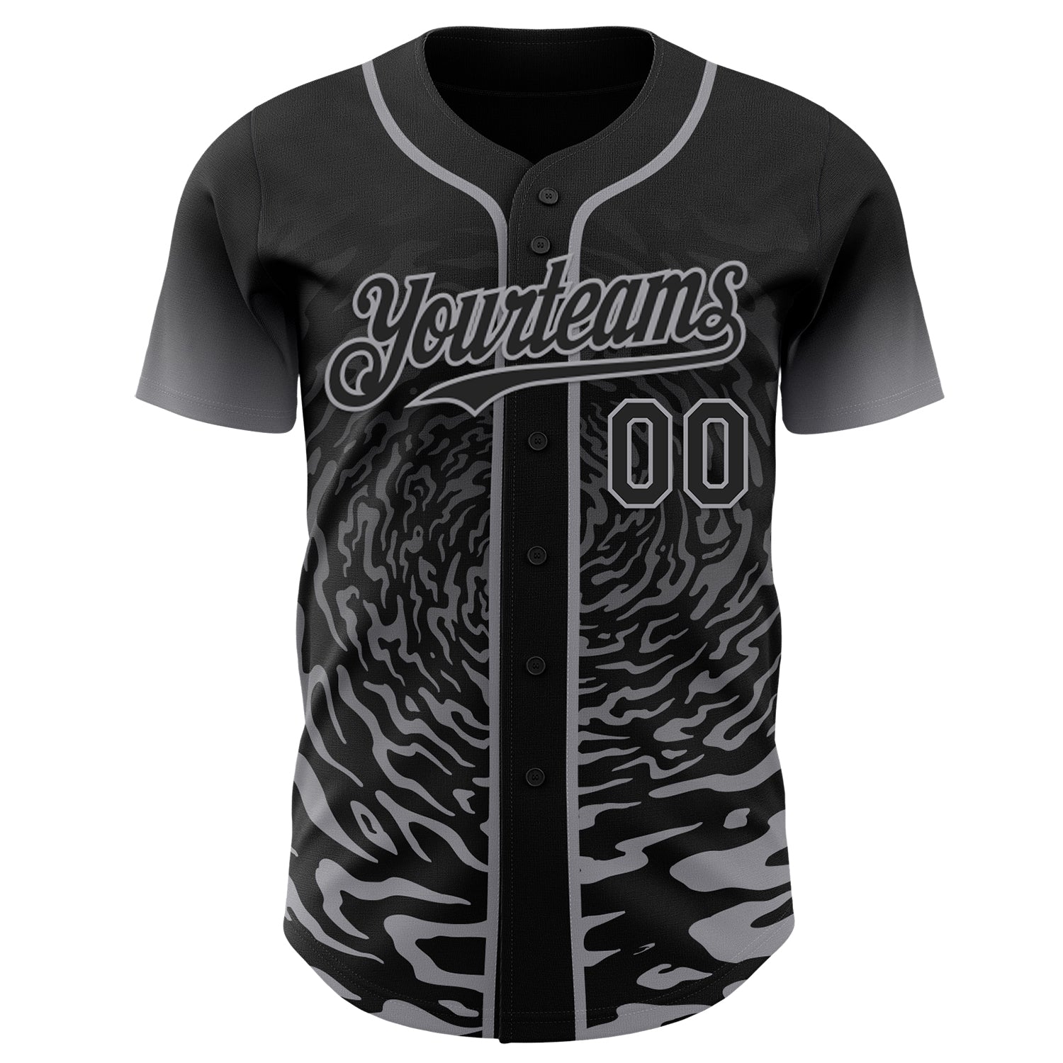 Custom Black-Gray Fluid Wave Splatter Gradient Authentic Baseball Jersey