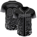 Custom Black-Gray Fluid Wave Splatter Gradient Authentic Baseball Jersey