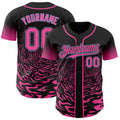 Custom Black Pink-Light Blue Fluid Wave Splatter Gradient Authentic Baseball Jersey