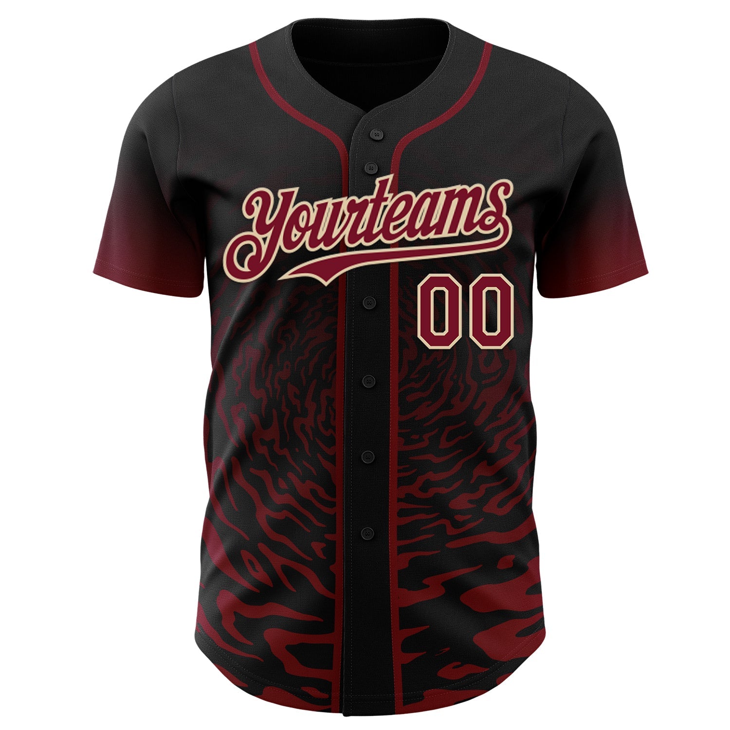 Custom Black Crimson-City Cream Fluid Wave Splatter Gradient Authentic Baseball Jersey