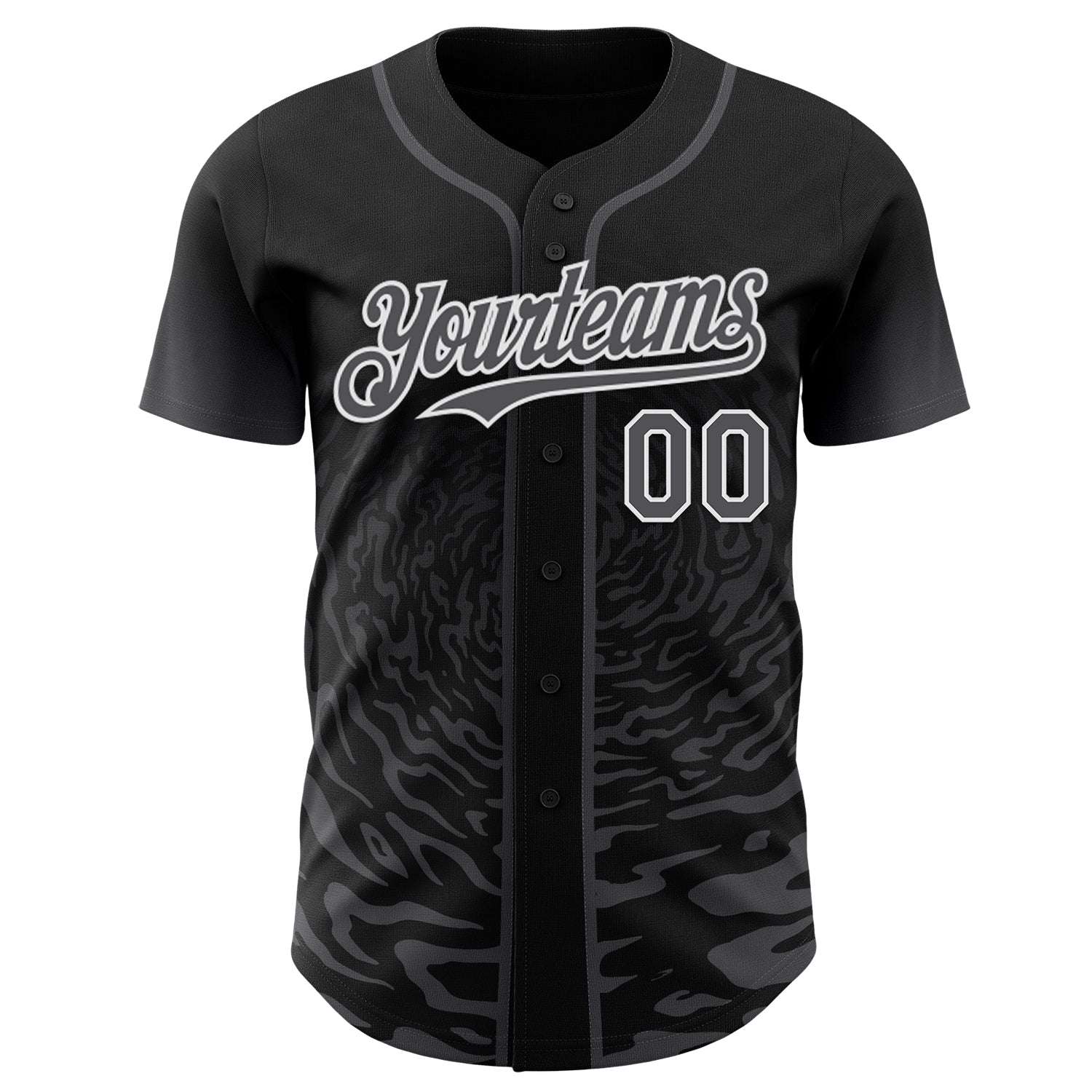 Custom Black Steel Gray-White Fluid Wave Splatter Gradient Authentic Baseball Jersey