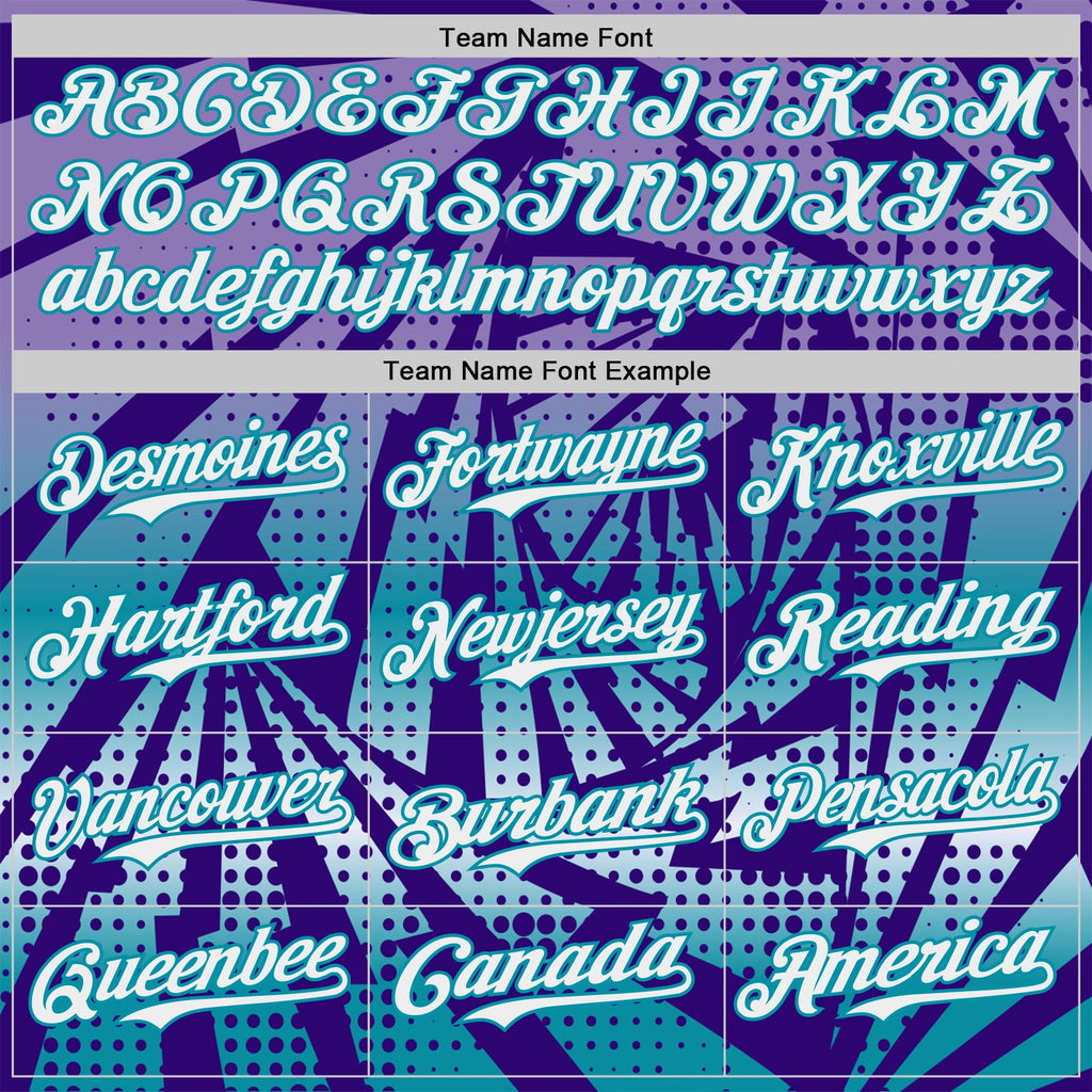 Custom Purple White-Teal Lightning Gradient Dot Authentic Baseball Jersey