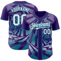 Custom Purple White-Teal Lightning Gradient Dot Authentic Baseball Jersey