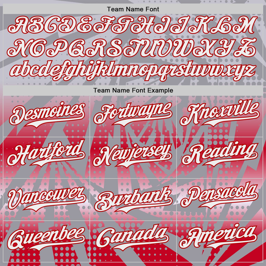Custom Gray White-Red Lightning Gradient Dot Authentic Baseball Jersey