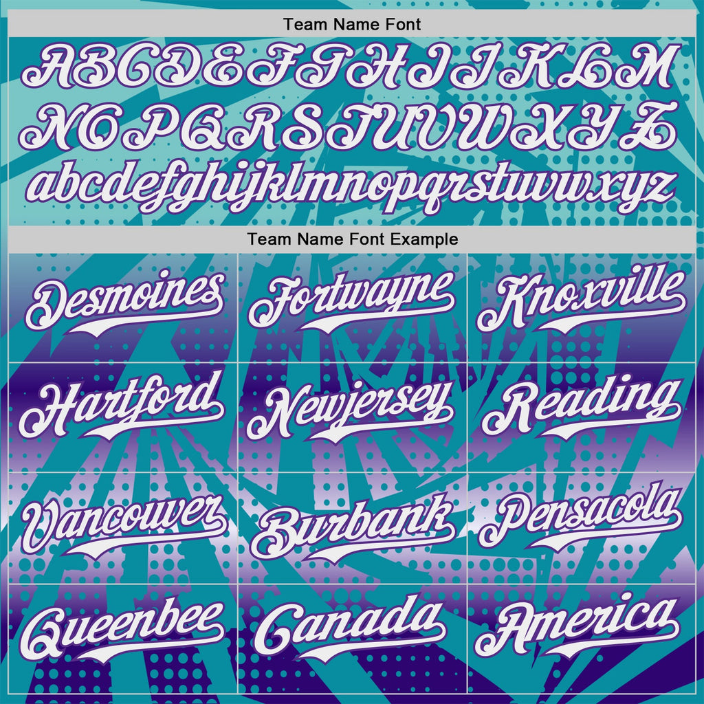Custom Teal White-Purple Lightning Gradient Dot Authentic Baseball Jersey