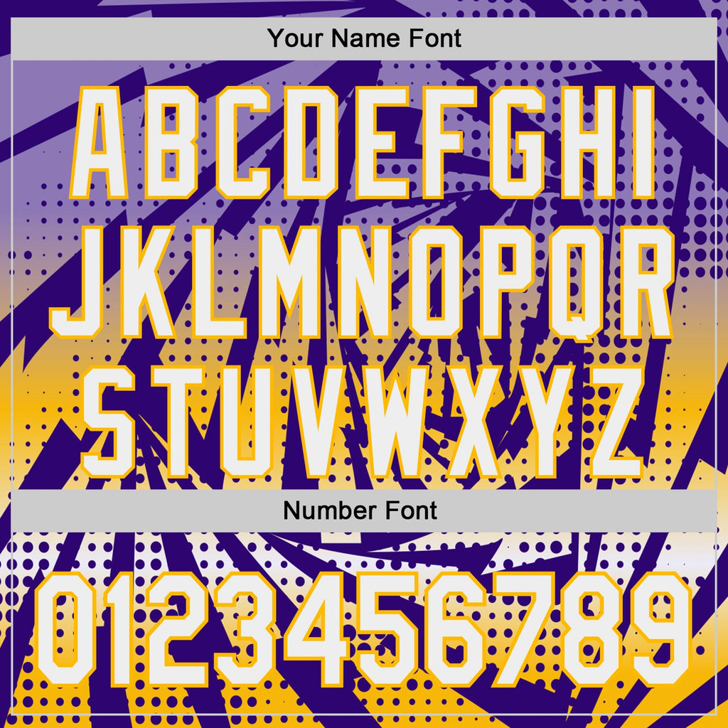 Custom Purple White-Gold Lightning Gradient Dot Authentic Baseball Jersey