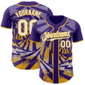 Custom Purple White-Gold Lightning Gradient Dot Authentic Baseball Jersey