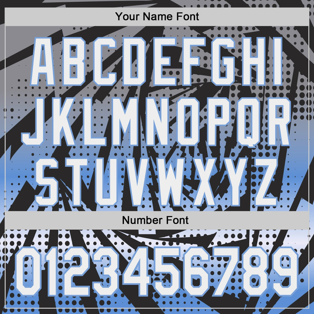 Custom Black White-Light Blue Lightning Gradient Dot Authentic Baseball Jersey