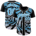 Custom Black Sky Blue-White Lightning Gradient Dot Authentic Baseball Jersey