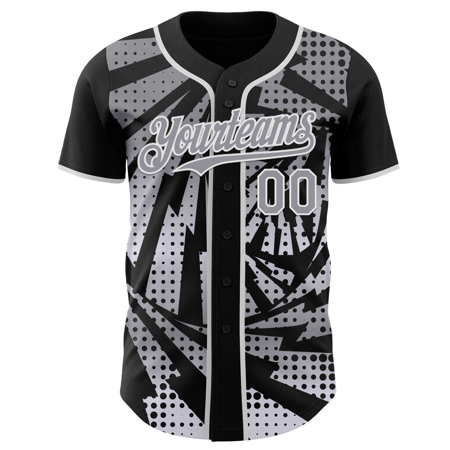 Custom Black Gray-White Lightning Gradient Dot Authentic Baseball Jersey