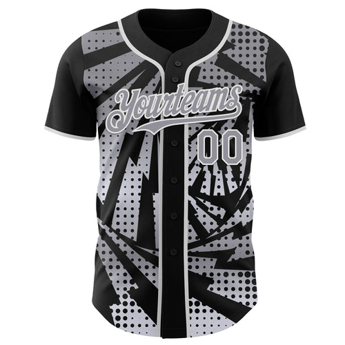 Custom Black Gray-White Lightning Gradient Dot Authentic Baseball Jersey