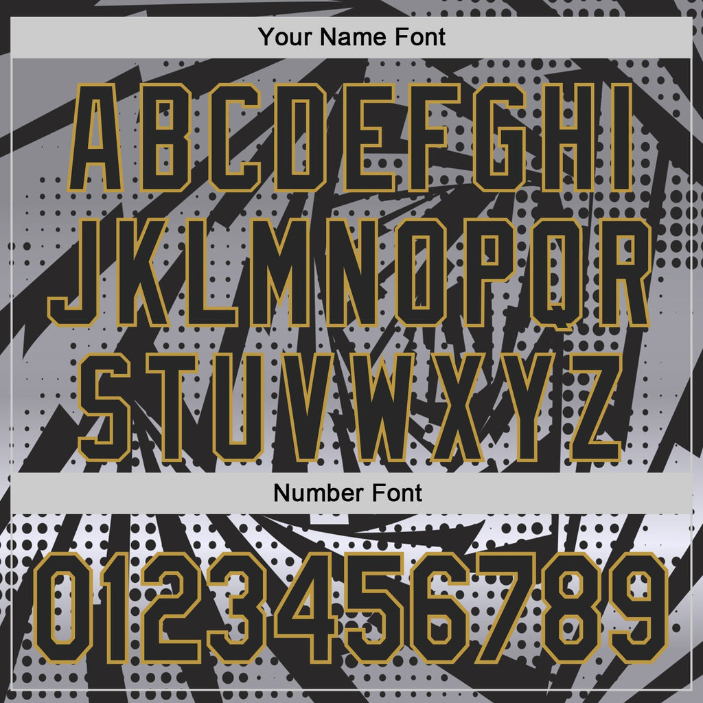 Custom Black Old Gold-Gray Lightning Gradient Dot Authentic Baseball Jersey